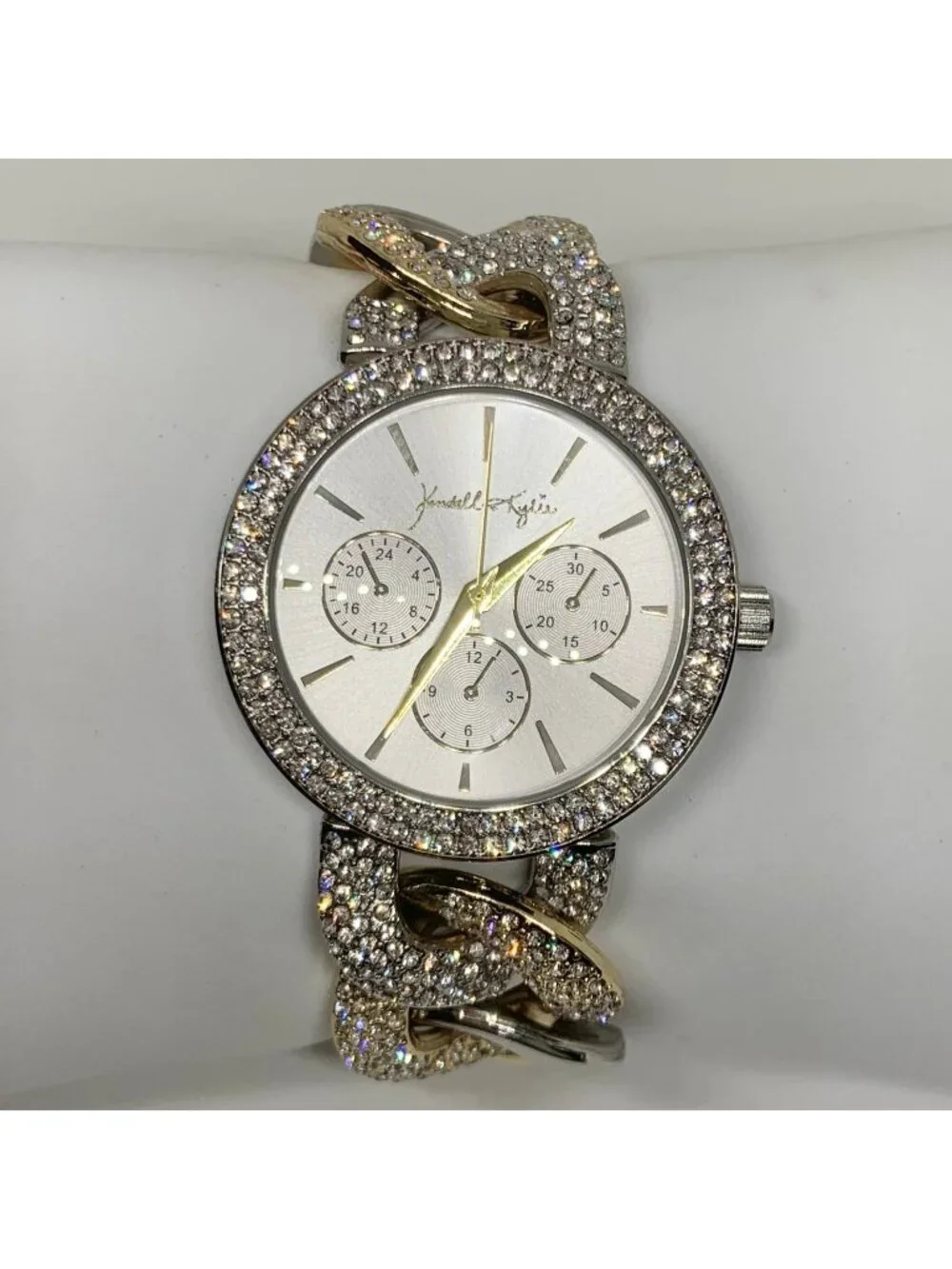 Kendall Kylie women’s watch gold silver tone 37mm rhinestones up to 6.5” running